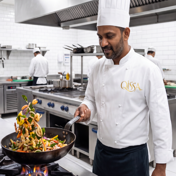 Chef preparing gourmet dish
